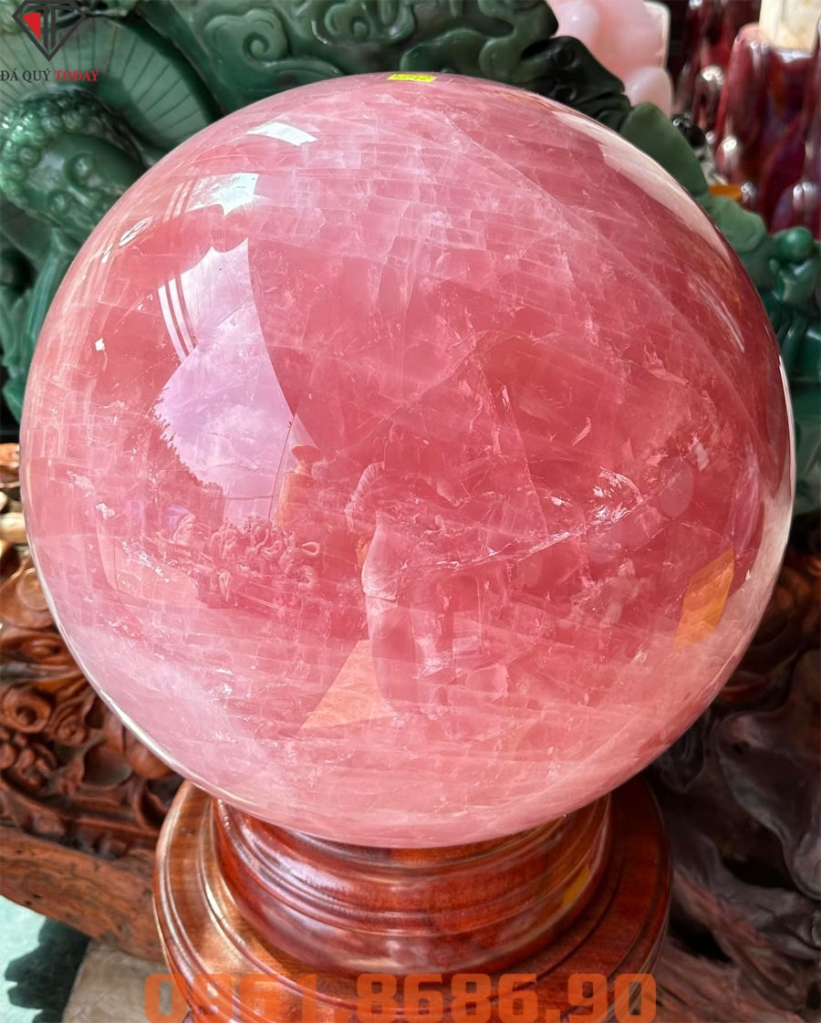 Quả cầu đá thạch anh hồng