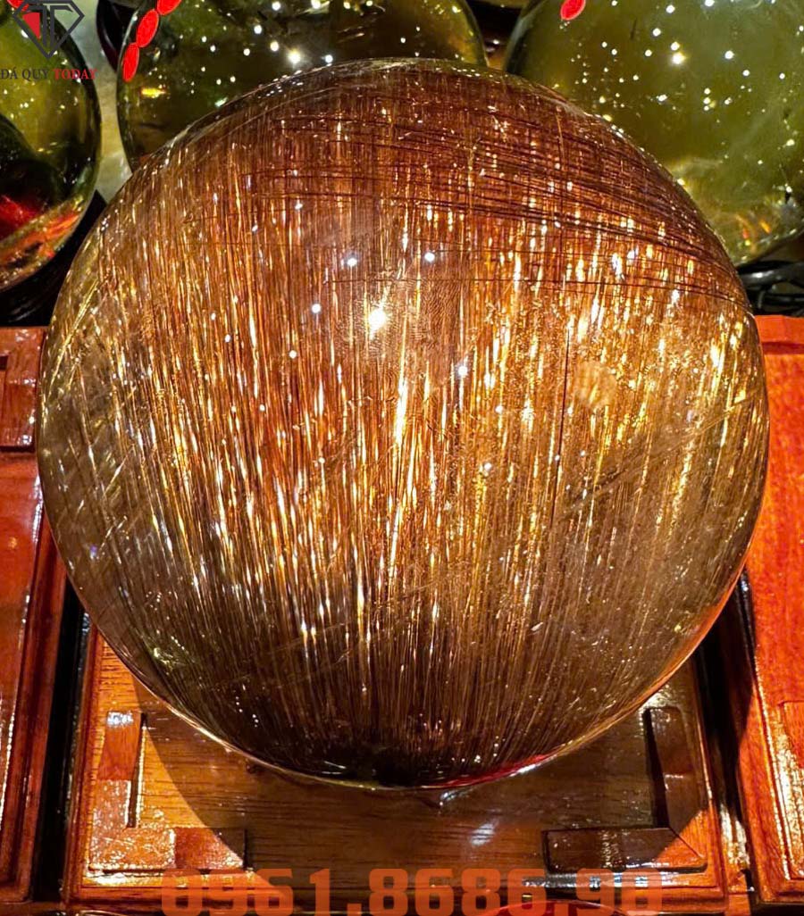 Quả cầu thạch anh tóc đồng trục